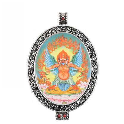 Thangka Pendant - Oval Design with Openable Micro Thangka Box