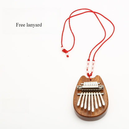 Mini 8-Note Kalimba Thumb Piano - Pocket-Sized Portable Instrument with Strap (Totoro/Heart/Bear/Oval Designs)