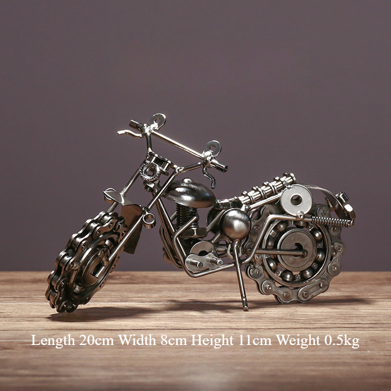 Retro Metal Motorcycle Figurine – Electroplated Iron Sculpture for Desktop & Living Room