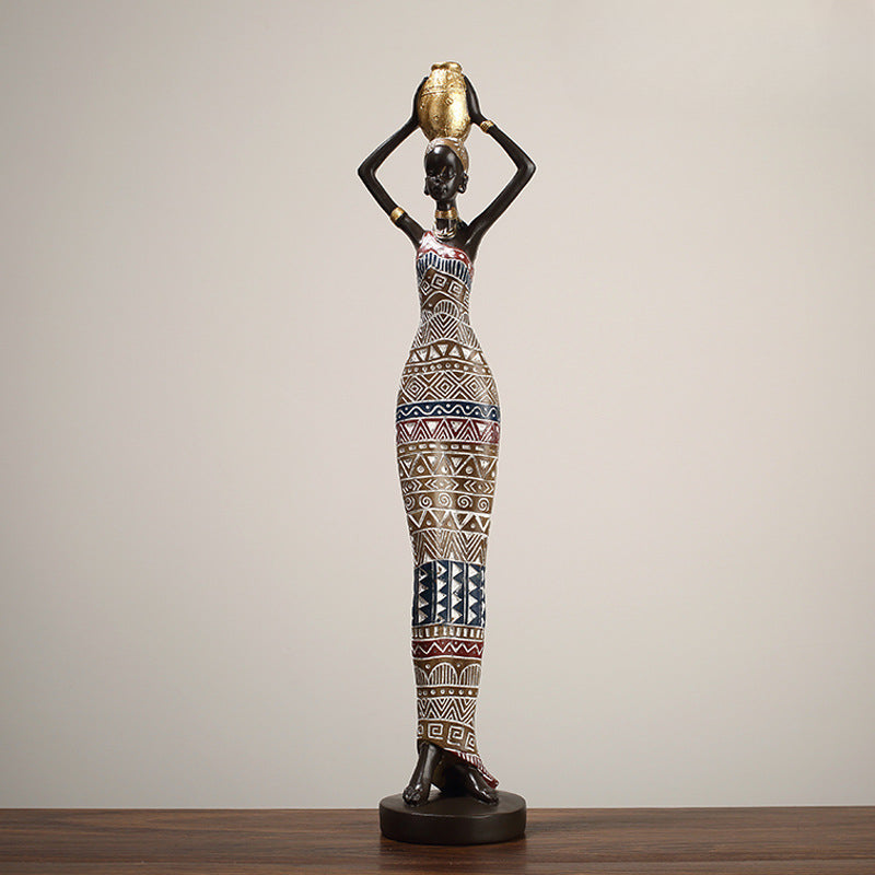 African Art Statue: Graceful Female Sculpture for Home and Office Decoration