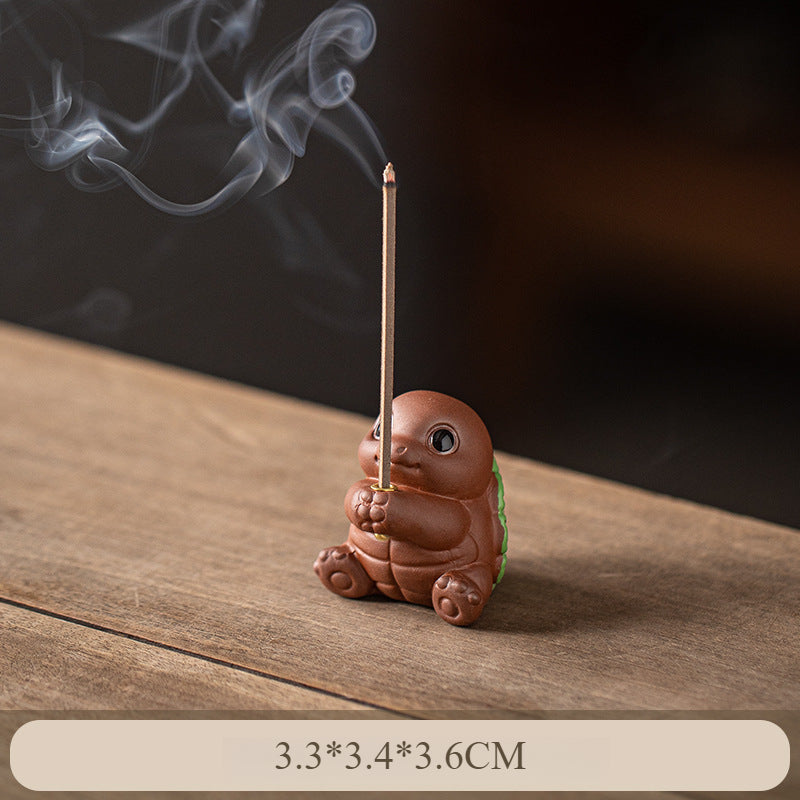 Ceramic Frog Incense Holder with Lotus Leaf Base - Cute Home Decor for Sticks Incense, Tea Table & Meditation (Handcrafted)