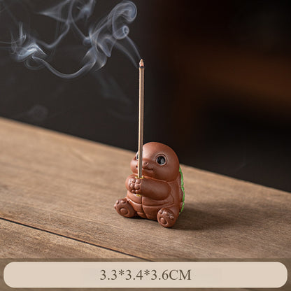 Ceramic Frog Incense Holder with Lotus Leaf Base - Cute Home Decor for Sticks Incense, Tea Table & Meditation (Handcrafted)