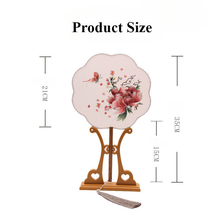 Exquisite Dual-Sided Embroidered Round Fan - Ancient Style Decorative Hand Fan