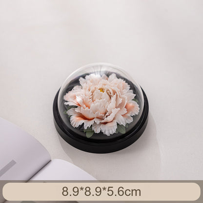 Handmade Ceramic Peony Flower Decor - Realistic Desktop & Car Ornament with Perfume Function