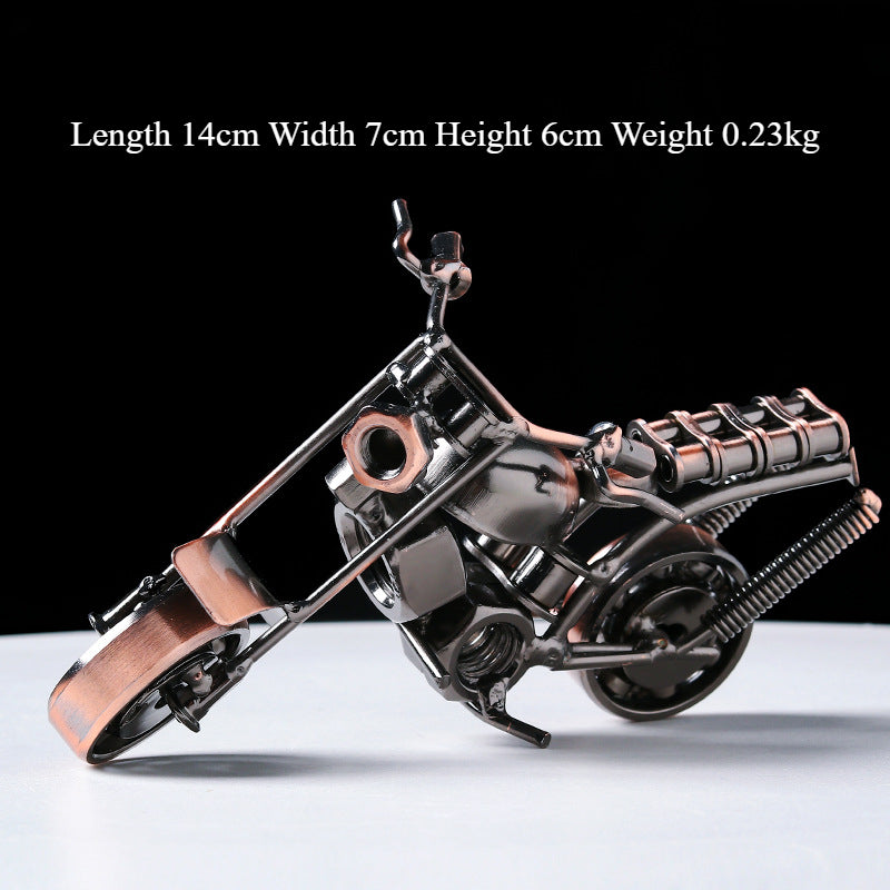 Retro Metal Motorcycle Figurine – Electroplated Iron Sculpture for Desktop & Living Room