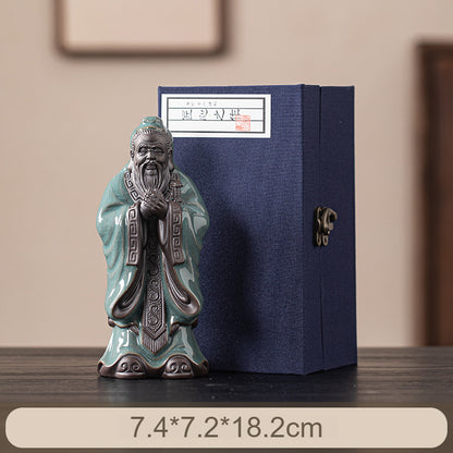 Ceramic Confucius Statue - Handcrafted Historical Figure Decor for Study & Living Room