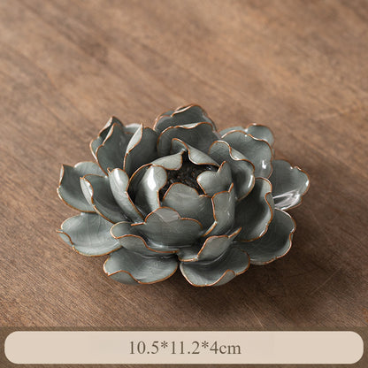 Handmade Ceramic Lotus Incense Holder - Elegant Stick Incense Burner for Home, Tea Table & Meditation (3 Sizes)