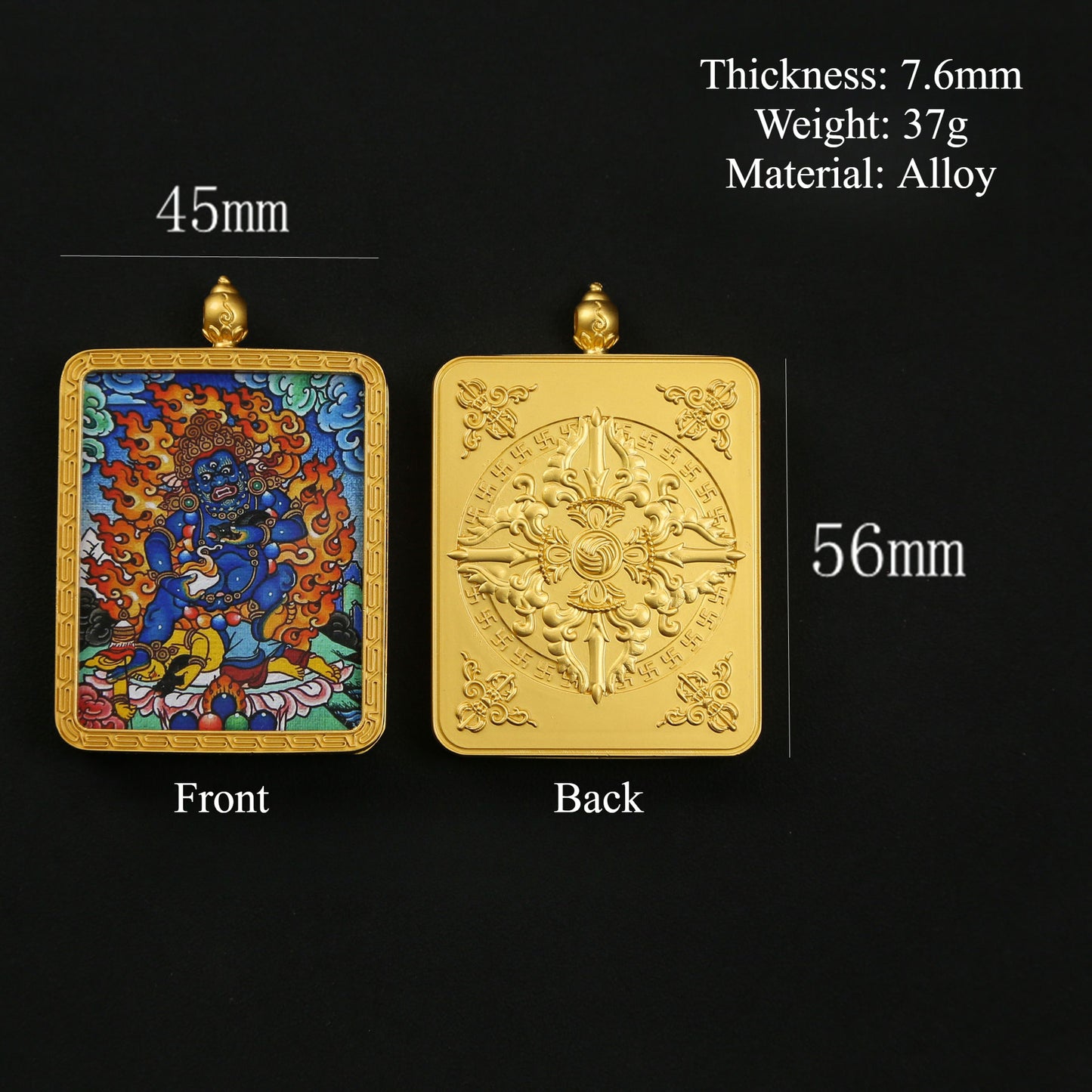 Golden Mahakala Pendant Necklace – Nepalese Thangka Gawu Box Decorative Pendant