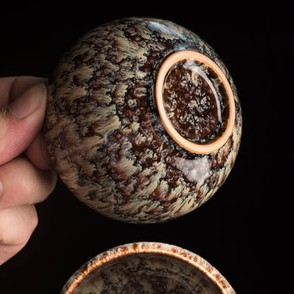 Jianzhan Kiln-Transformed Tea Cup - Handmade Ceramic Tea Bowl (120ml, 8x5cm)