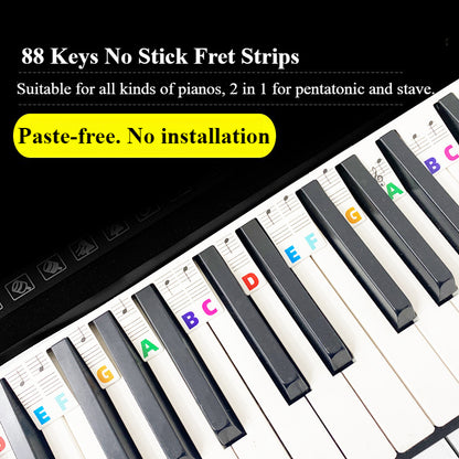 Music Note Keyboard Stickers – 88-Key Piano Label Set with Staff for Easy Navigation