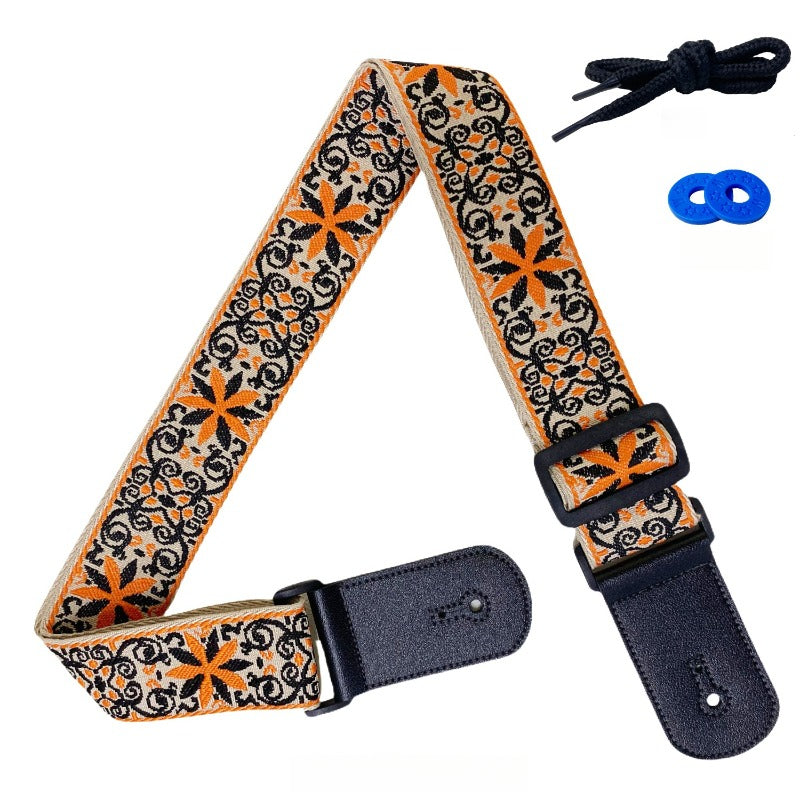 Embroidered Jacquard Guitar Strap for Acoustic, Electric Guitars & Bass - Comfortable & Unique Design
