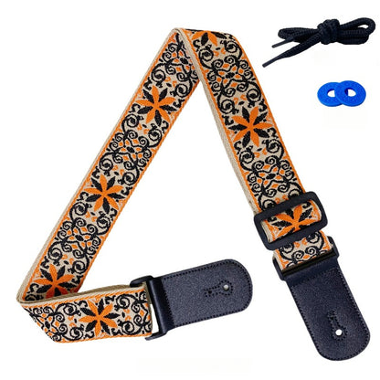 Embroidered Jacquard Guitar Strap for Acoustic, Electric Guitars & Bass - Comfortable & Unique Design
