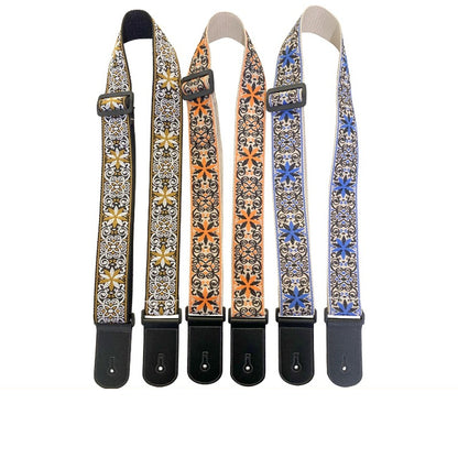Embroidered Jacquard Guitar Strap for Acoustic, Electric Guitars & Bass - Comfortable & Unique Design