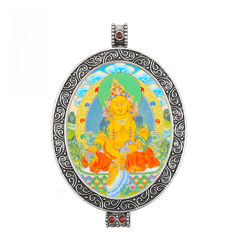 Thangka Pendant - Oval Design with Openable Micro Thangka Box