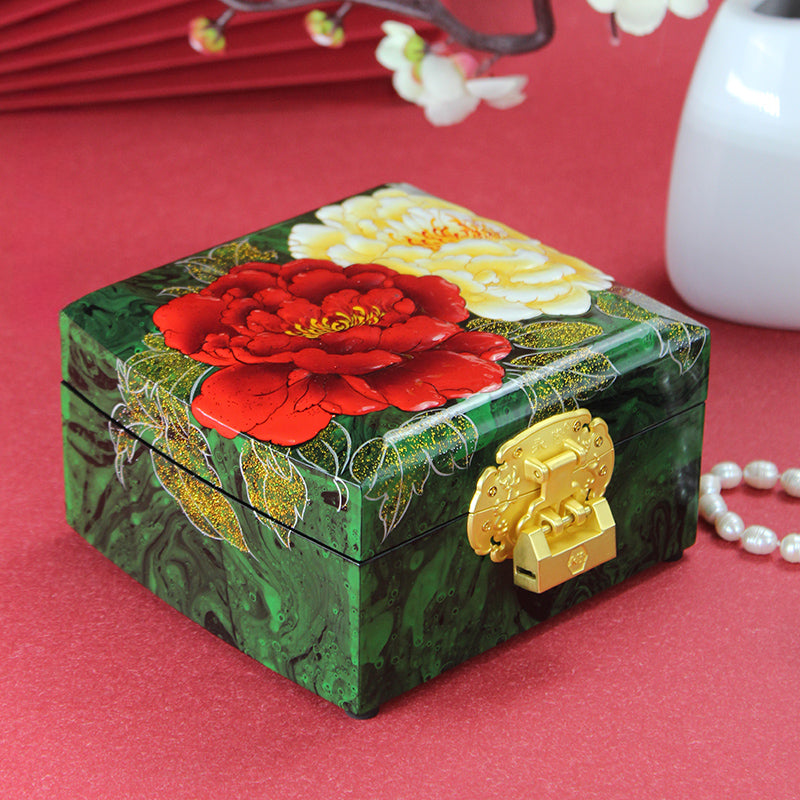 Jewelry Box Handmade Retro Lock Large Capacity Storage Box China Intangible Cultural Heritage Jewelry Box