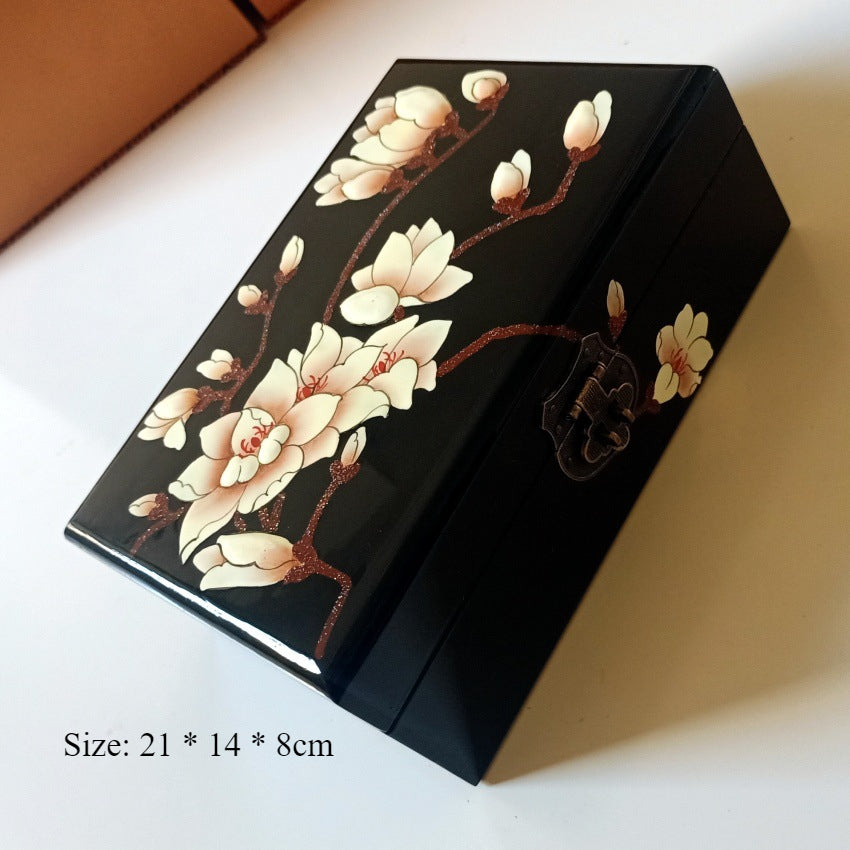 Handcrafted Lacquer Jewelry Box - Wooden Organizer with Drawers, Ideal Gift for Her (Birthday/Wedding/Thank You Present)